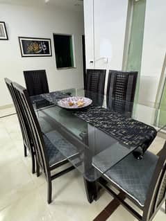 Dining Table For sale//6 seater Dining Table//wooden(Top Glass) Dining