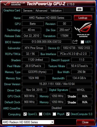 AMD HD 6870 Radeon 1gb graphic card 6