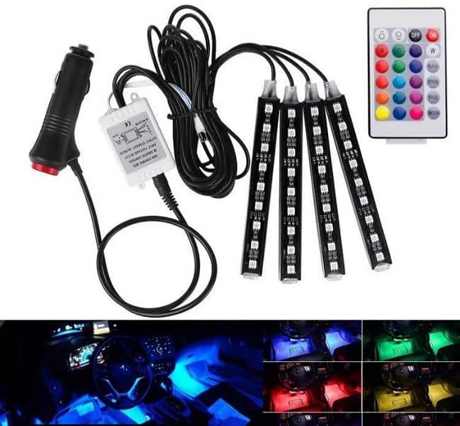 Car Interior Floor Decorative Atmosphere Light Remote Control RGB 4