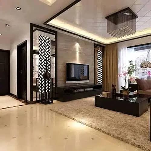 False ceiling | wallpaper | wood floor | wall panel | Gypsum False. 4