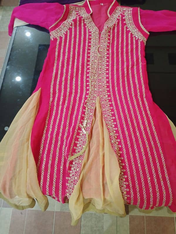 2 piece embroided chiffon frock with dupatta for sale. 0