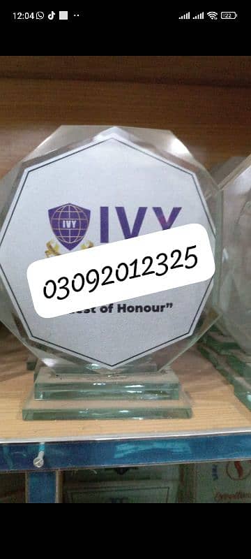 sheild glass award gift with customized printing and box 1