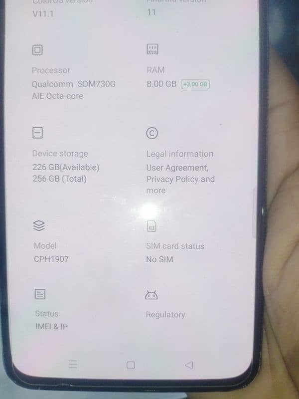 oppo reno 2 ⁸gb 256gb baba charger no sim working original panal 3