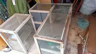 Glass Counter L shape with steel frame for shop