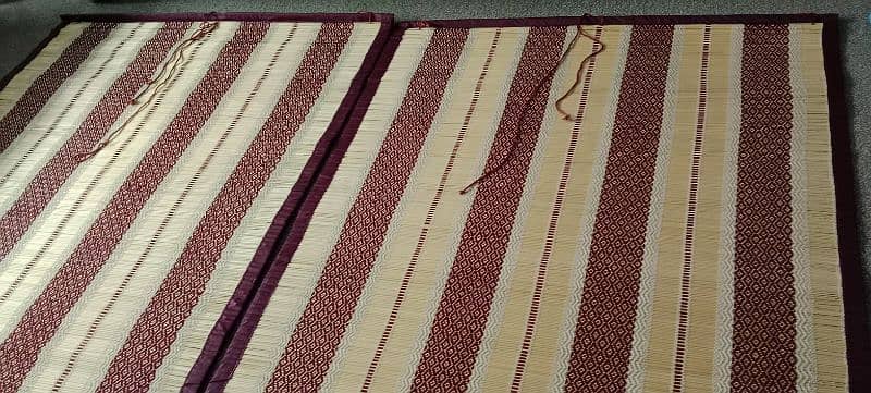 Pair of Bamboo (chiks) blind with maroon knitted thread. 0