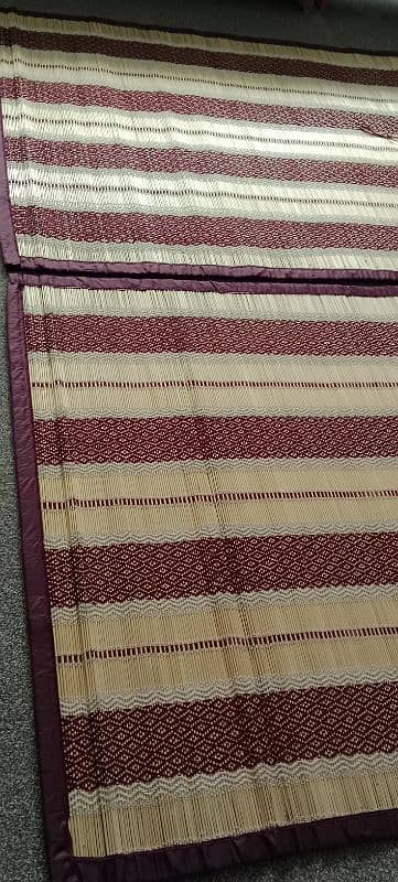 Pair of Bamboo (chiks) blind with maroon knitted thread. 1