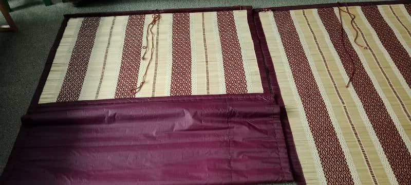 Pair of Bamboo (chiks) blind with maroon knitted thread. 2