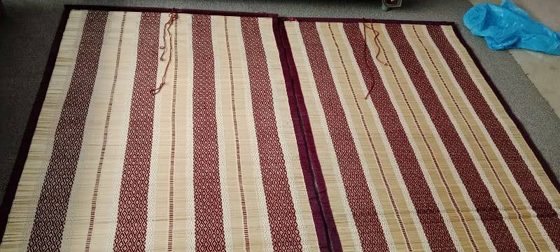 Pair of Bamboo (chiks) blind with maroon knitted thread. 3