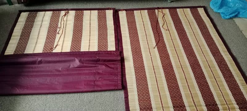 Pair of Bamboo (chiks) blind with maroon knitted thread. 5