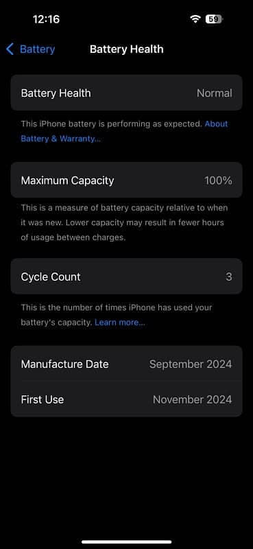 Iphone 16 jv only 3 cycle count 2