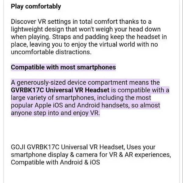 Goji Universal VR 3d Virtual Reality Headset 6