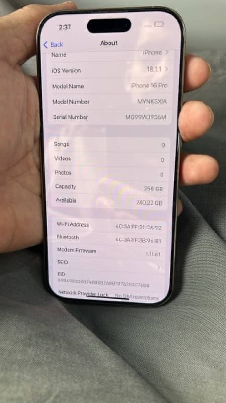 IPhone 16 Pro 256GB PTA just few week used 5