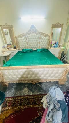 White Bed with Side Tables, Dressing Table, * Complimentary mattress