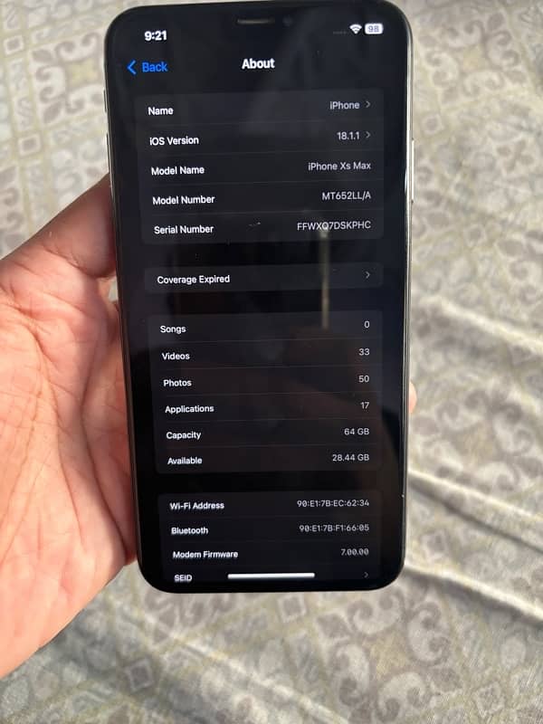 I phone xs max 64Gb Non PTA JV 10