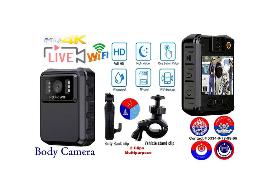 New Police Camera, 4K Body Camera, Body Worn Cam WiFi Cctv Dash Camera 0