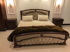 solid sheesham wood king size bed set with dressing table