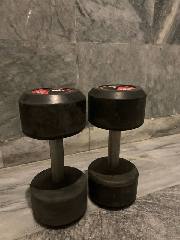 pair of 5kg rubber dumbbells 2