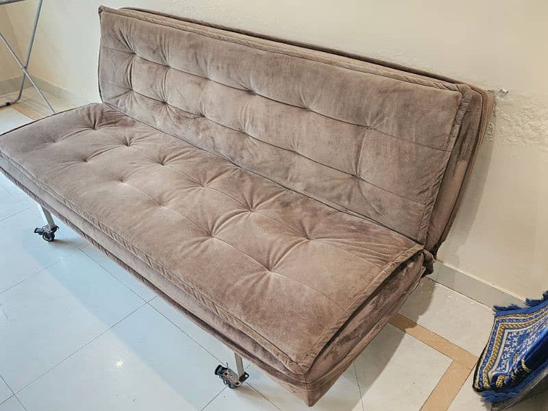 Diamond Sofa Cum Bed - with Wheels - Velvet Brown 0