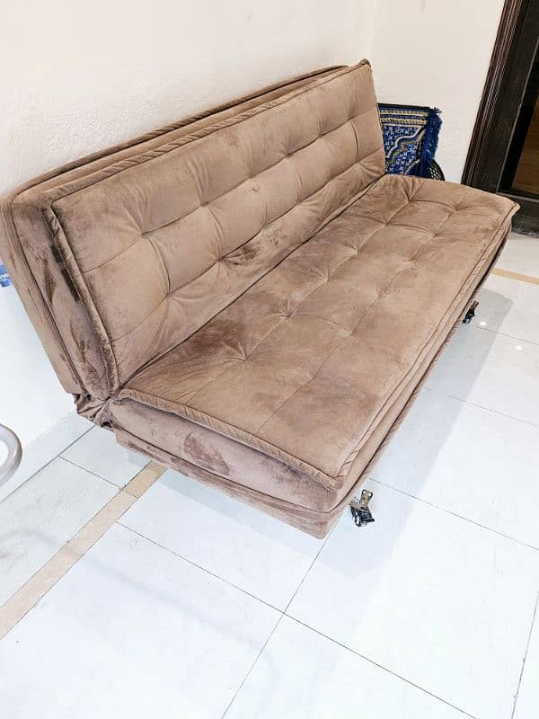 Diamond Sofa Cum Bed - with Wheels - Velvet Brown 1