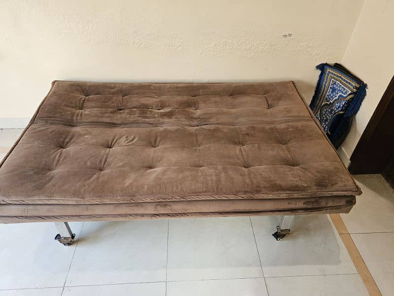 Diamond Sofa Cum Bed - with Wheels - Velvet Brown 4