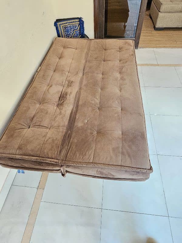 Diamond Sofa Cum Bed - with Wheels - Velvet Brown 5