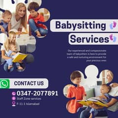 Childcare service Babysitting in Islamabad Experienced nanny for kids,