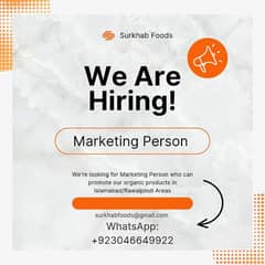 we are hiring a marketing person in Islamabad Rawalpindi only