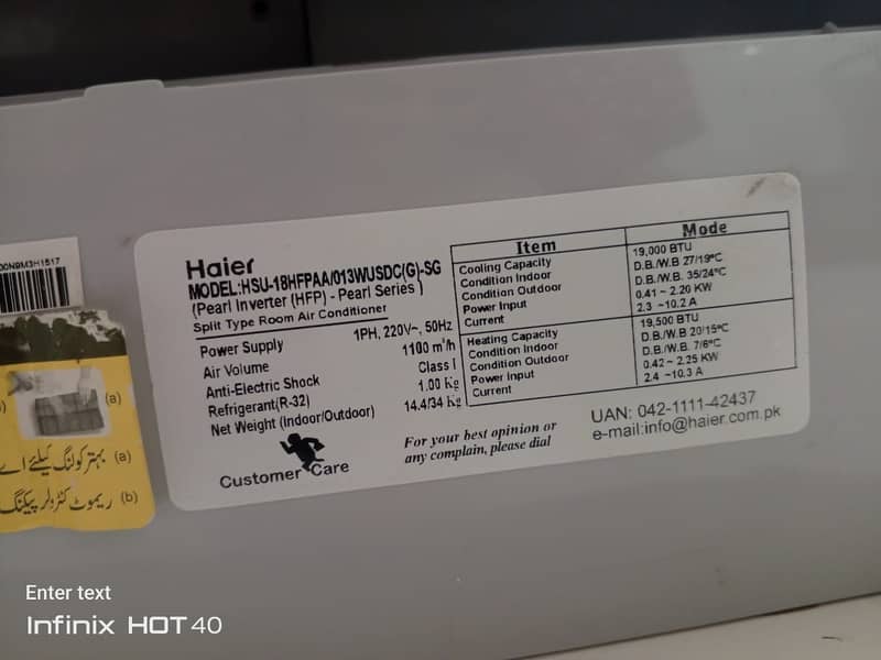 Haier A c good condition inverter 1.5 to for sale 1