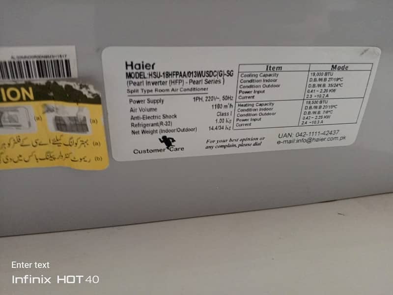 Haier A c good condition inverter 1.5 to for sale 2