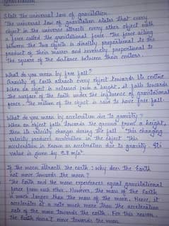 Handwriting assignment work