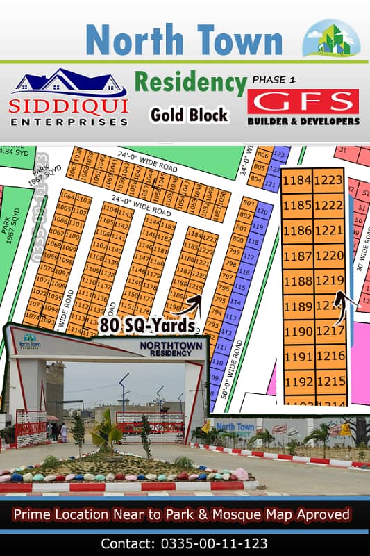 80 SQYARDS MAP APROVED PLOT GOLD BLOCK NORTH TOWN RESIDENCY PHASE 1 0