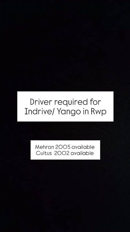 Driver needed for Indrive/yango 0