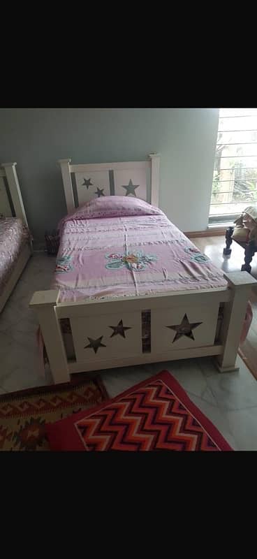 2 single beds + 2 single mattress + dressing  + mirror for sale 0