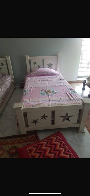 2 single beds + 2 single mattress + dressing  + mirror for sale 2