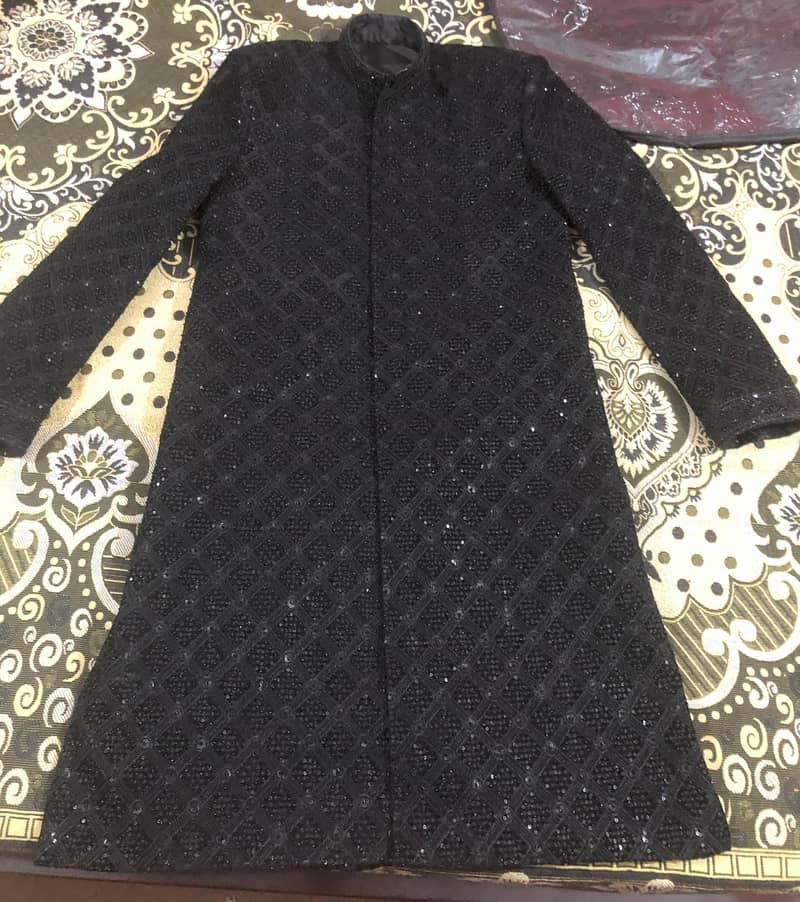 Groom Branded Sherwani - Black Wear 1