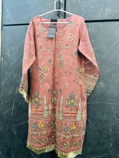 branded embroidered chiffon dress