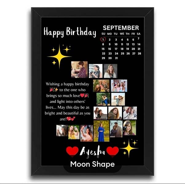 Moon Shape Customized Picture Photo Frame, Customized Frame with Cal 6