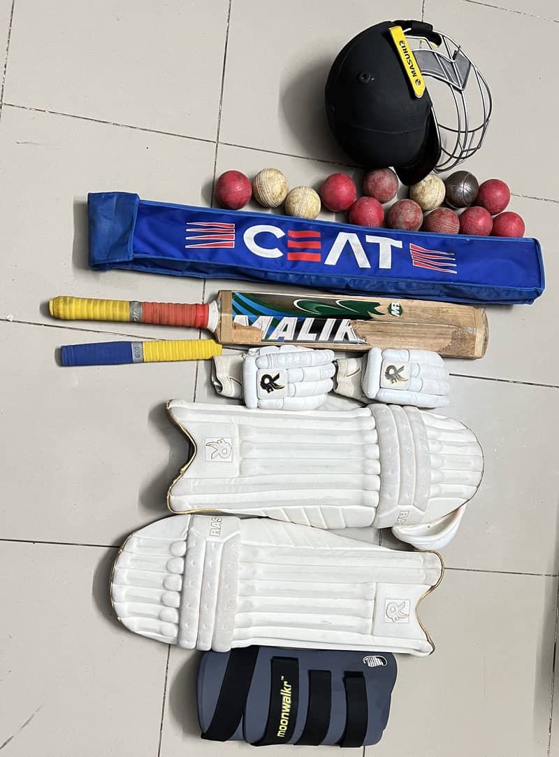 Cricket Kit - Bat, Helmet, pads, gloves, thigh pads 0