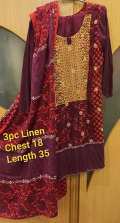 Linen 3pc Embroidredl suit