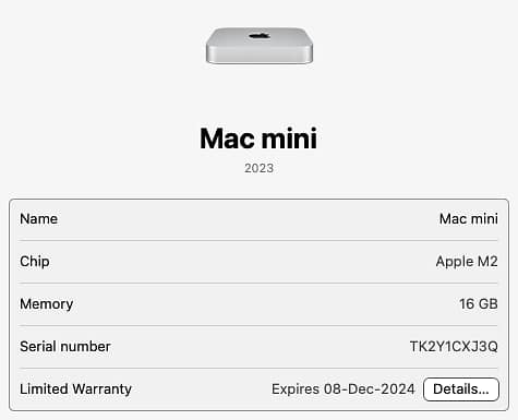 Apple Mac Mini M2 / 16 / 256 8