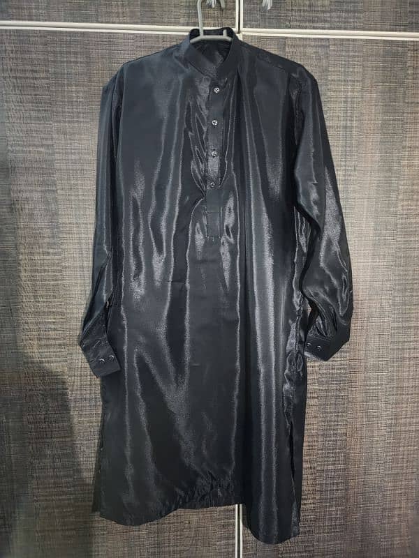 2 Pcs Men Stitched Silk Plain Kurta Pajma 4