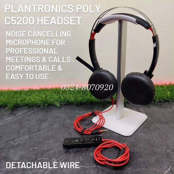 Plantronics Poly RedWire 5220 Wired Headset Noise Cancelling Mic 5200 2