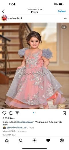 1-2 years old girl fancy frock by cindrella. pk