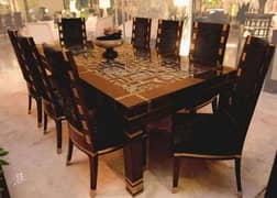 luxury dining table set/shesham wood chairs/8 seater dining table set