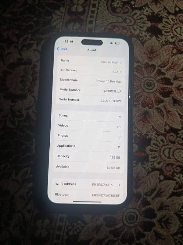 iphone 14pro max non pta 128GB 5