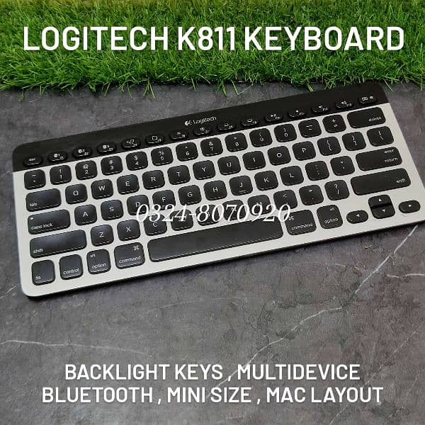 Logitech K811 Wireless Bluetooth Back Light Rechargeable Keyboard Mac 0