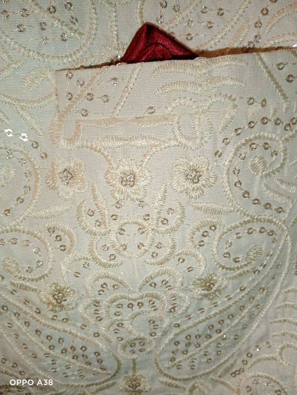 sherwani white metallic color 2