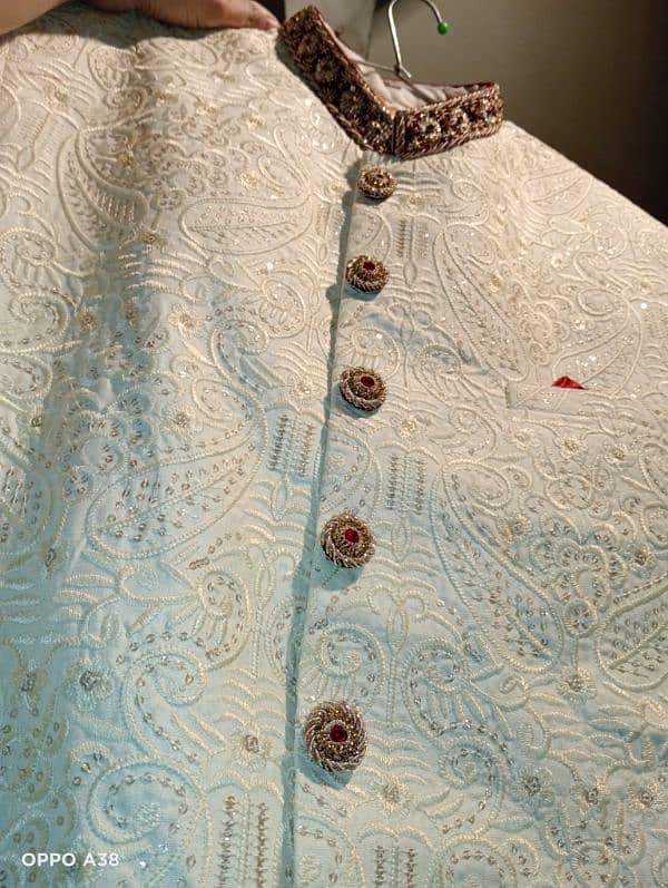 sherwani white metallic color 3