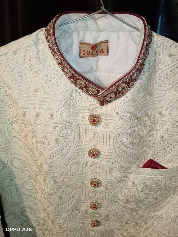 sherwani white metallic color 3