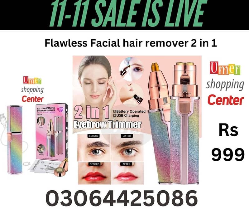 Flawless 2 in 1 Painless Facial Hair Remover eyebrow hair remover 0